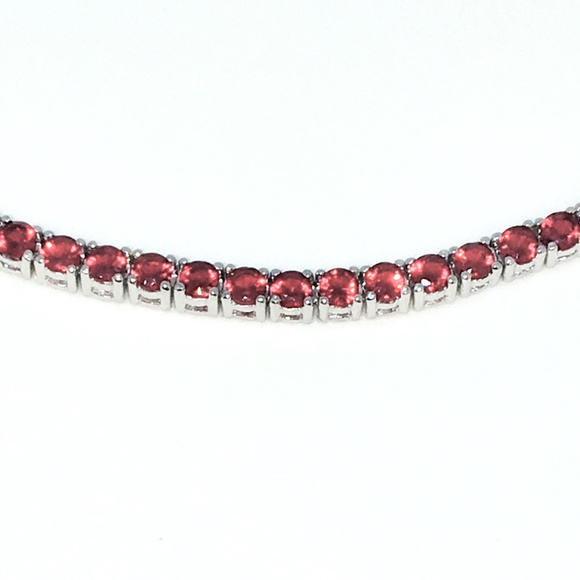 Silver 4 prong Large Round Red CZ Tennis Bracelet